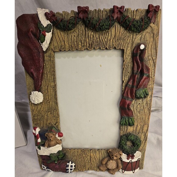 FIGI Christmas Decor Picture Frame Santa Teddy Bear With  Card Photo 4x6,10x16 - Picture 2 of 8